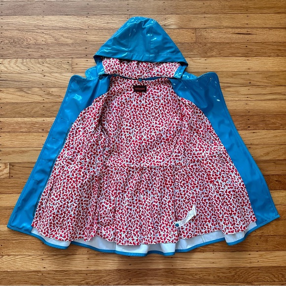 Catimini Girl's Belted Trenchcoat-Style Raincoat in Turquoise Size 6 - Picture 3 of 13